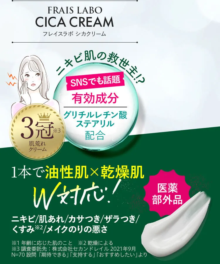 FRAIS LABO CICA CREAM｜1本で油性肌・乾燥肌 W対応
