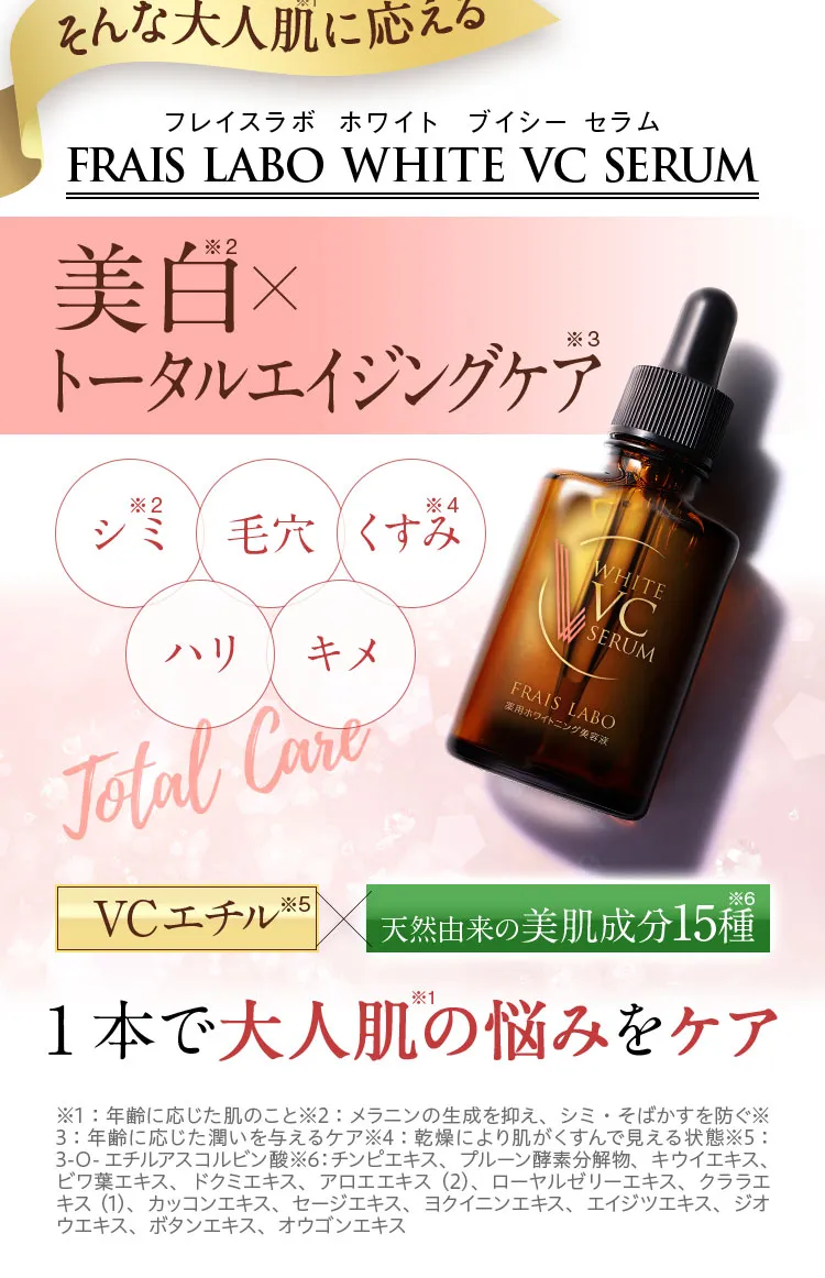 美白×トータルエイジングケア/シミ・シワ・毛穴・キメ・くすみ・ハリ・ニキビ