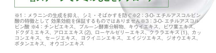 フレイスラボ ホワイトVCセラムにはVCエチルと併せて、シミのもとであるメラニンを作る指令を抑制し、取り込ませず、滞留させないようにサポートしてくれるエキスが15種類とたっぷり配合されています。作られてしまったメラニンにもアプローチするので、「できてしまったシミのもと、これからできるシミのもと」にしっかりと届くケアで内側から輝く美しい肌に。