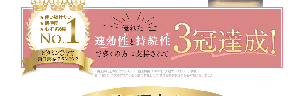 優れた速効性と持続性で多くの方に支持されて3冠達成！