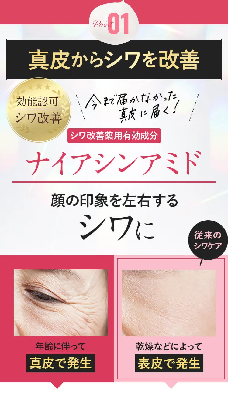 表皮・真皮 Wのシワを改善｜ナイアシンアミド