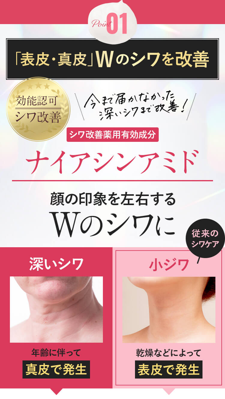 表皮・真皮 Wのシワを改善｜ナイアシンアミド